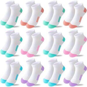 12 Pairs Kids Ankle Athletic Socks Cotton Sports Socks, White